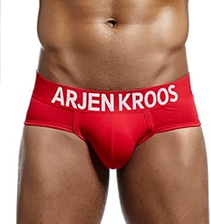 Arjen Kroos Men's Underwear Briefs Men Soft Cotton Underpants with Stretch WaistbandRedM/28.0-31.1 inch