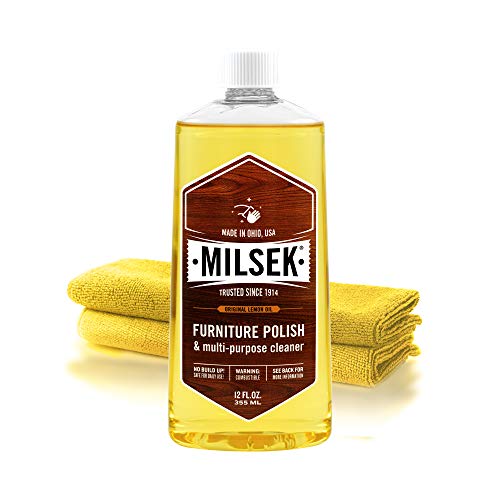 Milsek Furniture Polish, Lemon Oil Furniture Cleaner and Polish Cloth, 12 fl oz