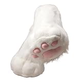 LLTMALL Women Ultra Soft Cat Cosplay Boots Anime Realistic Paw Claw House Shoes White