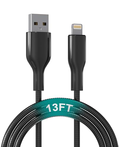 Pubiohs 13ft Metal Lightning Cable for iPhone, MFi Certified