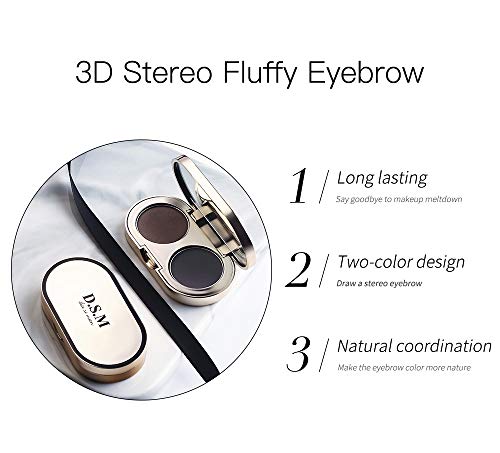Eyebrow Powder 2 Colors Waterproof Eyebrow Non-Smudge Eye Brow Makeup Eyeshadow Palette Cosmetics Makeup Kit Professional (01) Gray & Black) #TOP6