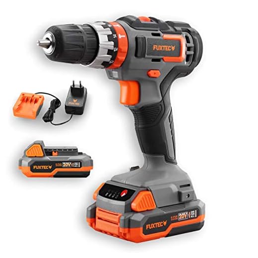 Fuxtec Akku Schlagbohrschrauber 20V Set E1SBS20 inkl. Li-Ionen Batterie & Ladegerät – Akkubohrschrauber – Geschwindigkeitsreglung