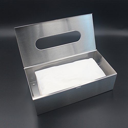 JunSun Rectangular Tissue Box Cover Tissue Box Holder Napkin Holder Tissue Storage Box Facial Tissue Holder Decorative Holder for Bathroom Bedroom Nightstand Office Car-Stainless Steel Brushed Nickel