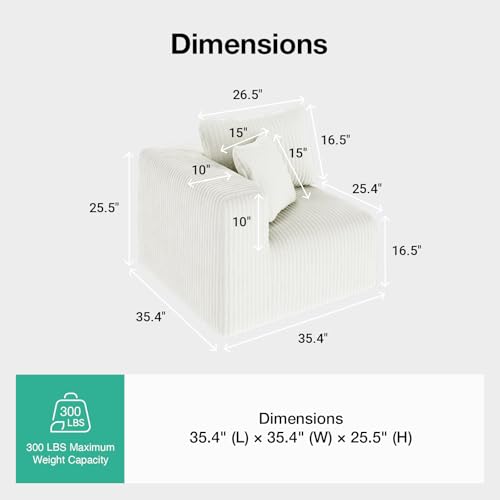 Image of Novilla Modular Sectional Sofa, Modern Cloud Sectional Couch with Smarts Coil Support, Upholstered Boneless Couch for Living Room Apartments Bedroom, No Assembly Required, Beige (Left-Arm Chair)