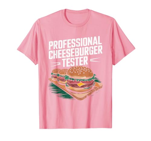 Professional Cheeseburger Tester, Burger Lover Burger Junkie T-Shirt, Men, Pink, Large