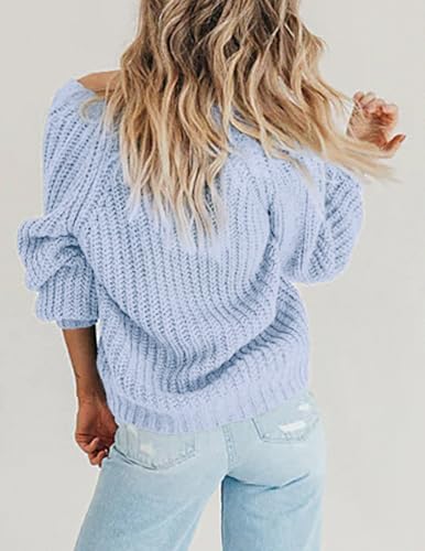 Image of Zeagoo Women's 2026 Fall Chunky Knit Cardigans Open Front Long Sleeve V Neck Button Loose Cardigan Sweaters