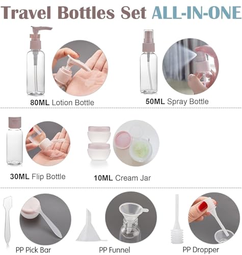 Image of TAGPR 11pcs Travel Bottles for Toiletries Travel Essentials for Women Toiletry Bottles for Travelling for Shampoo Cream Handwash Lotion Storage Bottle Accessories Women 60Ml Multicolour (Combo 2)