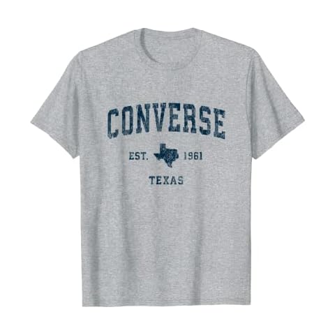 Converse Texas TX Vintage Sports Design Navy Print T-Shirt Cover