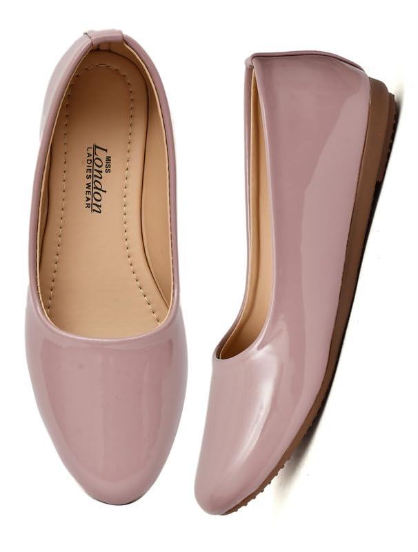 Image of MISS London Women's Bellies | Patent Leather Flats for Casual & Office Wear | Stylish & Comfortable | TPC Sole