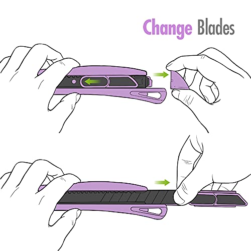 Fantasticar Soft Material Grip Retractable Snap-Off Utility Knife Safety Box Cutter, With Extra 10 Blades, And Can Opener Design, For Heavy Duty Work, Carpet, Cartons And Cardboard (Purple) #TOP5