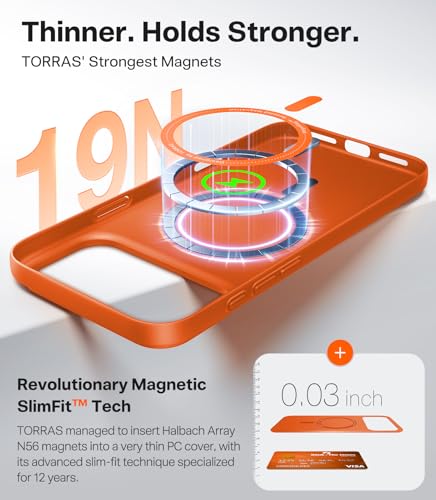 Image of TORRAS Magnetic Slim Fit for iPhone 17 Pro Case Thin, Glossy Orange