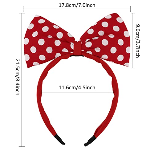 Bahaby Red Polka Dot Headband Hair Band Bow Headbands For Women And Girls Costumes For Girls Valentine's Day Gifts #TOP1
