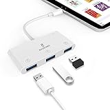 Updated 2020 Version USB Camera Adapter, RVOKOMS iOS Hub with Charging Compatible with iPhone 11 Pro X 8 7 iPad, Support iOS 13, Hard Disk, USB Flash Drive, Sound Card, MIDI Keyboard, USB RJ45, Mouse