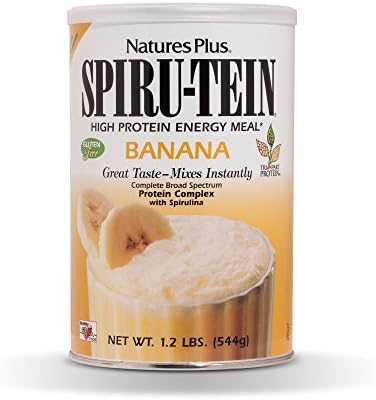 NaturesPlus SPIRU-TEIN Shake - Banana Flavor - 1.2 lbs, Spirulina Protein Powder - Plant Based Meal Replacement, Vitamins & Minerals For Energy - Vegetarian, Gluten-Free - 16 Servings