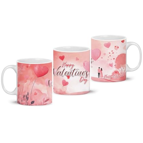 Personalized Love Coffee Mug, Gift For Couple, Custom Name On Love Themed Ceramic Cup, Valentine Full Wrap Mug, Unique Customized Romantic White Mug 11oz 15oz, Gift For Couple 1PCS
