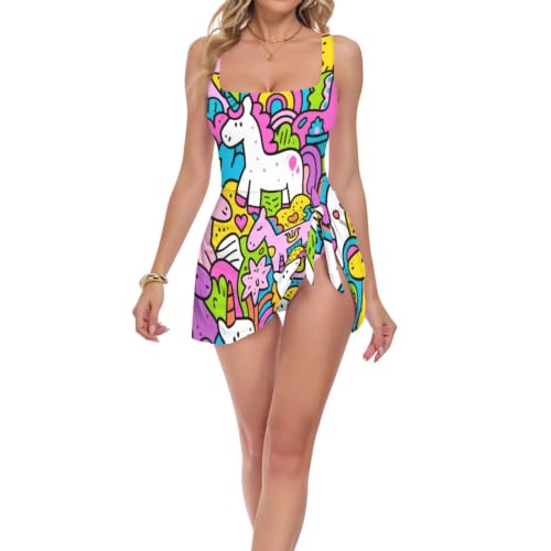 Maillot de bain licorne multicolore une pièce et sculptant pour la plage