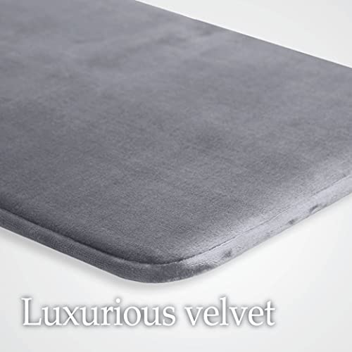 Lalaloom Thick Memory Foam Bath Rugs, Soft Velvet Is Absorbent, Bathroom Mats, Durable Dots On Underside, Machine Washable Bathmat, Carpet Rug, Plush Room Décor For Shower Floor, 24X17 Slate Gray #TOP2