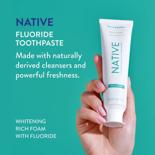 Native Toothpaste Made From Naturally-Derived Cleaners And Simple Ingredients That Safely Whitens Teeth, 4.1 Oz, Wild Mint With Fluoride - 1 Count #TOP1