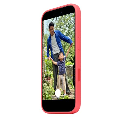 Image of Apple iPhone 17 Silicone Case with MagSafe and Camera Control: Lightweight Phone Case, Wireless Charging Compatible, Smooth Matte Finish; Bright Guava 