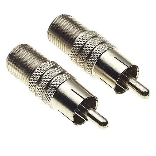 Keple Nickel Body RCA Phono to F Type Socket Adaptor, Phono Plug to TV Coaxial Type F Socket Adaptor With Screw Design