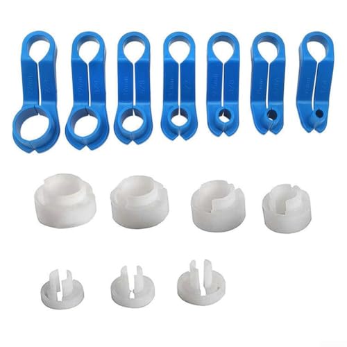 Image of Fuel Line Separation Tool Set 16 Pieces for Car AC Cooling Hose Disassembly Tool Plastic Metal Blue White Car Repair (14 Pieces)