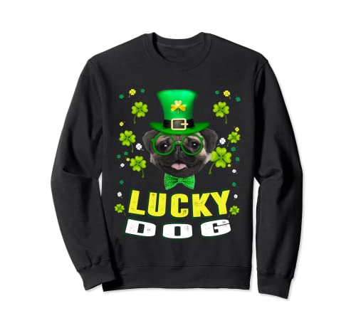 Lucky Dog Pug Leprechaun Funny Shamrock St Patricks Day Felpa