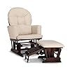 Graco Parker Semi Upholstered Glider and Nursing Ottoman EspressoBeige Cleanable Upholstered Comfort Rocking Nursery Chair with Ottoman