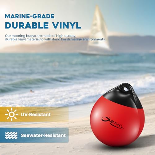 OBAKL Pair of Vinyl Boat Buoy Balls, 9.8 x 12.2 Inches Round Boat fenders Ball for Boat Mooring Buoys, Anchor Float Buoy and Mooring Fender(Red) by OBAKL - Image 3