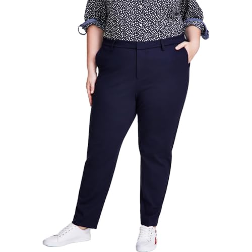 Tommy Hilfiger Womens Plus Ponte High Rise Straight Leg Pants Navy 24W