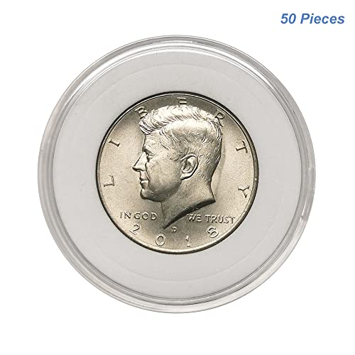 50pcs Clear Plastic Coin Capsules, Coin Collection Case of 5 Size with Adjustable Gasket for Coin Collection American Silver Eagle Liberty Coin &JFK Half Dollar & Bitcoin (19/21/25/30/40mm)-50pcs