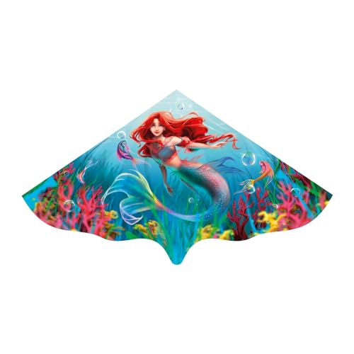Paul Günther 1113 - Cometa Infantil Amarina con Motivo de Sirena, Cometa monohilo de Robusta lámina de PE, para niños a Partir de 4 años, con manivela y Cuerda, Aprox. 115 x 63 cm
