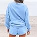 Sweatsuits for Women Set 2 Piece Sweatshirt Short Set Lounge Wear Trendy Tracksuit Comfy Fashion Outfits Clothes Light Blue M