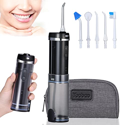 Portable Water Flossers For Teeth, Yoobao Mini Cordless Dental Oral Irrigator With Removable Water Tank, 5 Modes, Travel Case, Rechargeable Water Picks For Teeth Cleaning And Flossing (Black) #TOP6