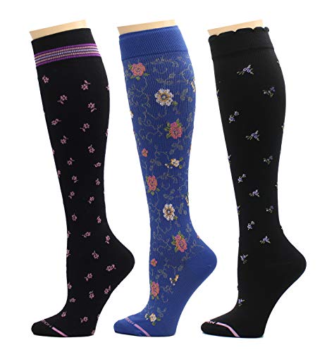 3 Pairs Dr. Motion Therapeutic Graduated Compression Women's Knee-hi Socks (3Wcomp-T)