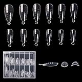 siyuwuro 120Pcs Dual Nail Forms Poly Extension Gel Nails Full Cover Nail Tip Builder Molds 12 Sizes Clear Almond for Solid Nail Gel Glue Nail Art Design for Home & Salon