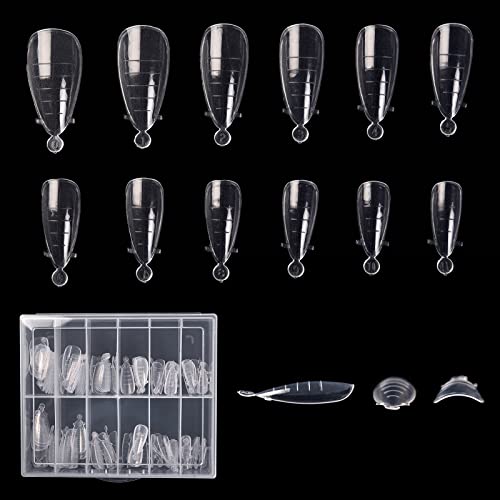 siyuwuro 120Pcs Dual Nail Forms Poly Extension Gel Nails Full Cover Nail Tip Builder Molds 12 Sizes Clear Almond for Solid Nail Gel Glue Nail Art Design for Home & Salon