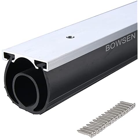 BOWSEN Heavy-Duty U+O Ring Universal Garage Door Bottom Seals Weatherstrip Weather Stripping Rubber with Aluminum Track Retainer Kit, Black (10FT, 1-5/8" Width) Cover