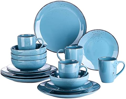 vancasso Navia Nature Dinner Set, Stoneware Vintage Look Beige Dinnerware Tableware, 16 Pieces Dinner Service Set for 4, Include Dinner Plate, Dessert Plate, Cereal Bowl and Mug