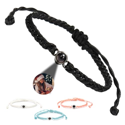 ChiCoko Personalized Photo Bracelets, Custom Photo Projection Bracelet, Adjustable Projection Bracelet with Picture Inside for Women Man Anniversary Day