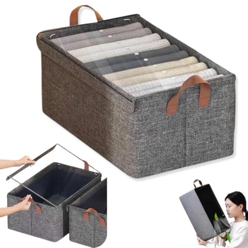 Kit C/4 Caixas Organizadoras Com Tampa Transparente e Alças | Dobrável, Reforçada, Multiuso e Fácil de Limpar | Ideal para Closet, Guarda-Roupa e Lavanderia