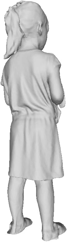 Printle C Kid 124-Little Girl Standing Holding a Toy Sporting a Messy Ponytail Hairstyle Wearing One-piece Dress and Sandals Figure for Dioramas and Model Train Sets Choose Your Scale
