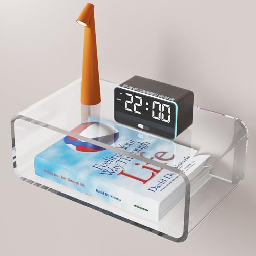 Acrylic Transparent Floating Nightstand - Wall-Mounted Modern Bedside Table, Ultra