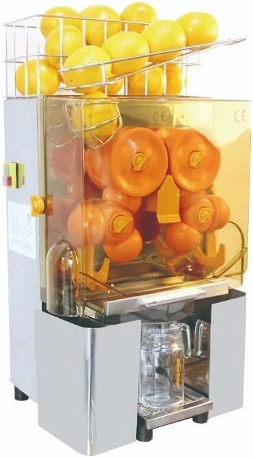 120W Commercial Electric Auto-Feed Orange Juice Squeezer Machine, Squeeze 20-22 Oranges/Minute (Up to 7 cups) With Plastic Tanks