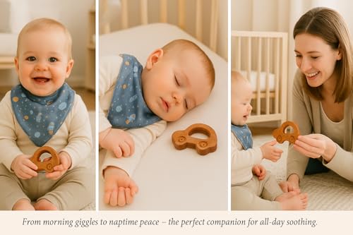Image of Shark Doo Doo Neem Wood Baby Teether Combo (Mickey, Car, Ring & Stick) | Organic & Handcrafted | Chemical-Free, Antibacterial Teething Toy for Babies