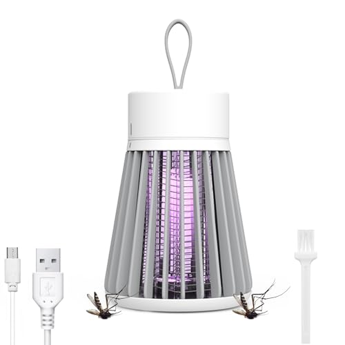 Bug Zapper, Hanging Rechargeable Mosquito Zapper, Portable UV Insect Trap for Indoor/Outdoor, USB-Powered with Grid for Camping, Bedroom, Patio, Kitchen