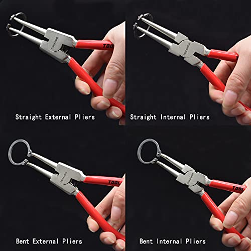 TOOLEAGUE 7" Snap Ring Pliers Set with Storage Bag, Circlip Pliers, 4 Pcs by TOOLEAGUE - Used condition - Image 6