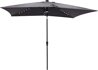 C-Hopetree Rectangular Outdoor Patio Market Umbrella with Solar LED Lights 6.5 x 10 ft
