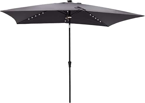 C-Hopetree 6.5 x 10 ft Rectangular Outdoor Patio Market Table Umbrella with Solar LED Lights, Anthracite : Patio, Lawn & Garden