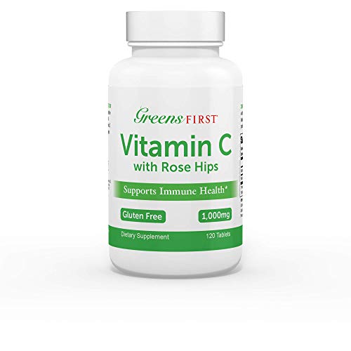 Greens First Vitamin C With Rose Hips – Vitamin C 1,000 Mg Supplement – Gluten Free Supplement – Immune & Antioxidant Support – Supplement With 25 Mg Of Rose Hips - 4 Pack, 480 Tablets #TOP8