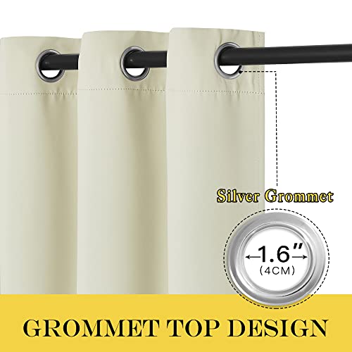 NICETOWN Beige Blackout Sliding Door Curtains for Bedroom - Grommet Blackout Room Darkening French Door Sound Reducing Thermal Curtain Window Treatment for Living Room (W100 x L95, 1 Panel)